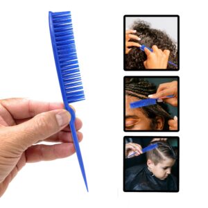 Allegro Combs 60 Parting Three Row Combs Salon Hairstylist Hairdresser Detangle Combs For Natural Hair And Wigs For Curly Hair Made In The Usa 2 Pcs. (Royal Blue)