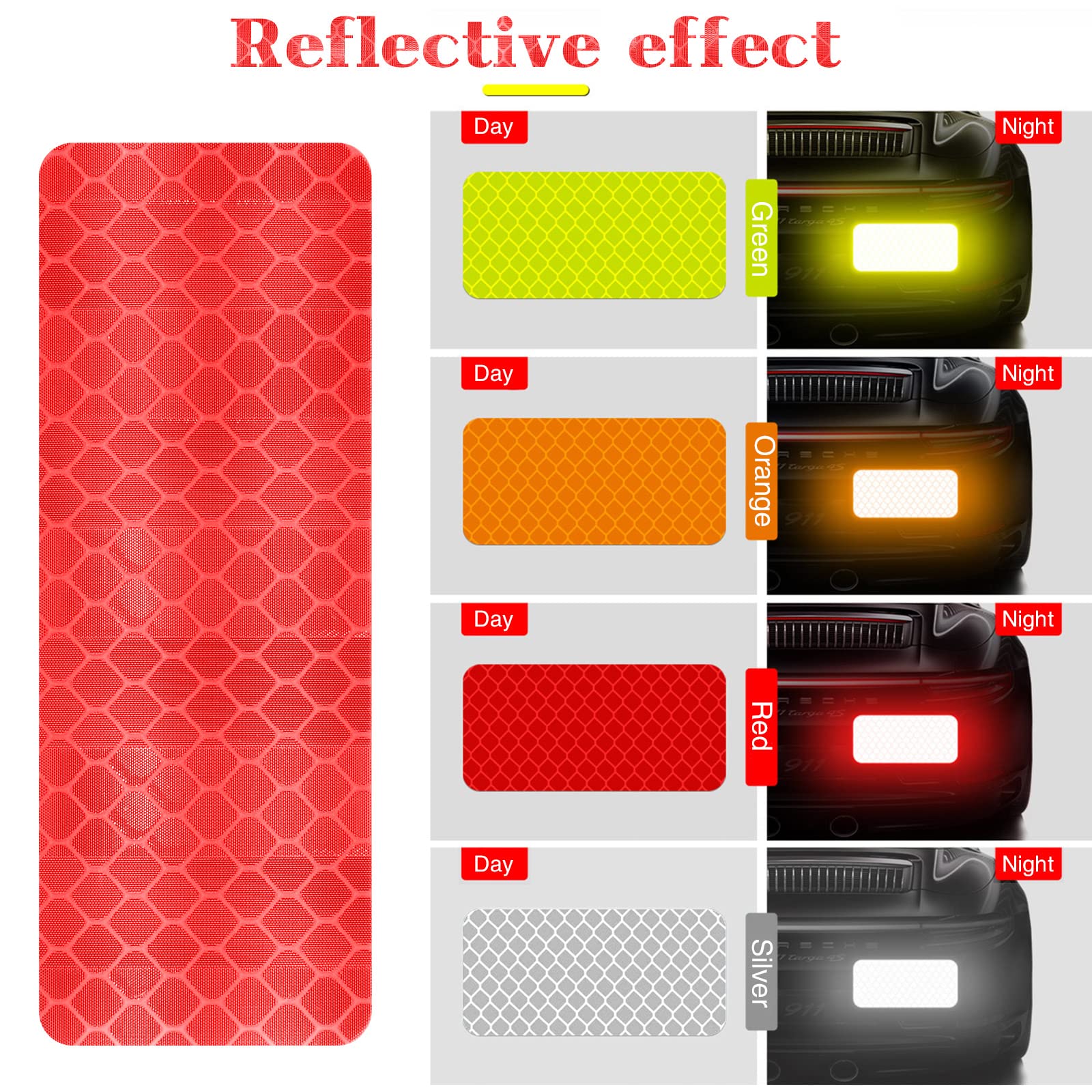 Pimoys 40 Pcs Reflective Tape, Reflector Tape Waterproof Reflective Stickers Night Visibility Dot Reflective Tape for Trailers Bikes Clothing Helmet Road Signs (1.2×3.2 Inch)