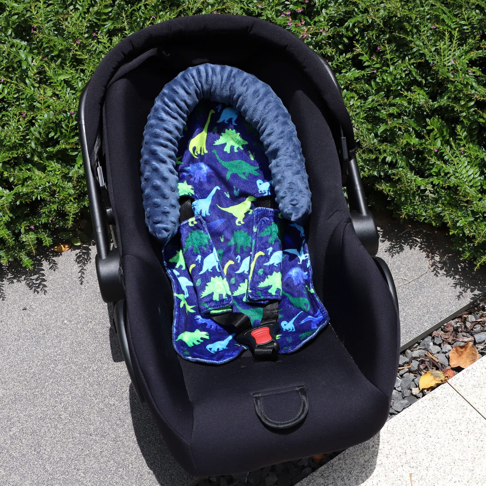 Opening Carseat Cover & Baby Carseat Head Support, Dinosaur Car Seat Insert for Baby Boys