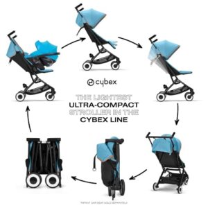 Cybex Libelle Lightweight pockit Travel Baby Stroller - Carry-On Compliant Compact Fold, One-Hand Adjustable Recline - Compatible with CYBEX Car Seats, Beach Blue