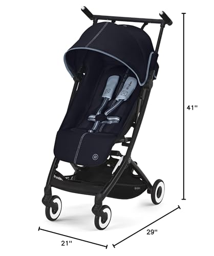 Cybex Libelle Lightweight pockit Travel Baby Stroller - Carry-On Compliant Compact Fold, One-Hand Adjustable Recline - Compatible with CYBEX Car Seats, Ocean Blue