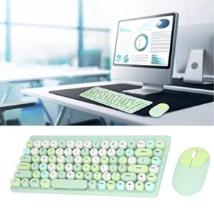 Wireless Keyboard Mouse Combo, Cute Mixed Colors 2.4G 1200 DPI 86 Keys Retro Round Concave Keycaps Tilt Panel Wireless Gaming Keyboard Mouse Combo, for Laptop Desktop MacBook MAC Windows(Green)