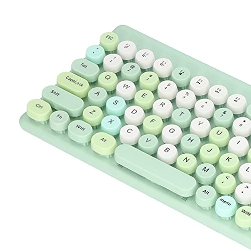 Wireless Keyboard Mouse Combo, Cute Mixed Colors 2.4G 1200 DPI 86 Keys Retro Round Concave Keycaps Tilt Panel Wireless Gaming Keyboard Mouse Combo, for Laptop Desktop MacBook MAC Windows(Green)