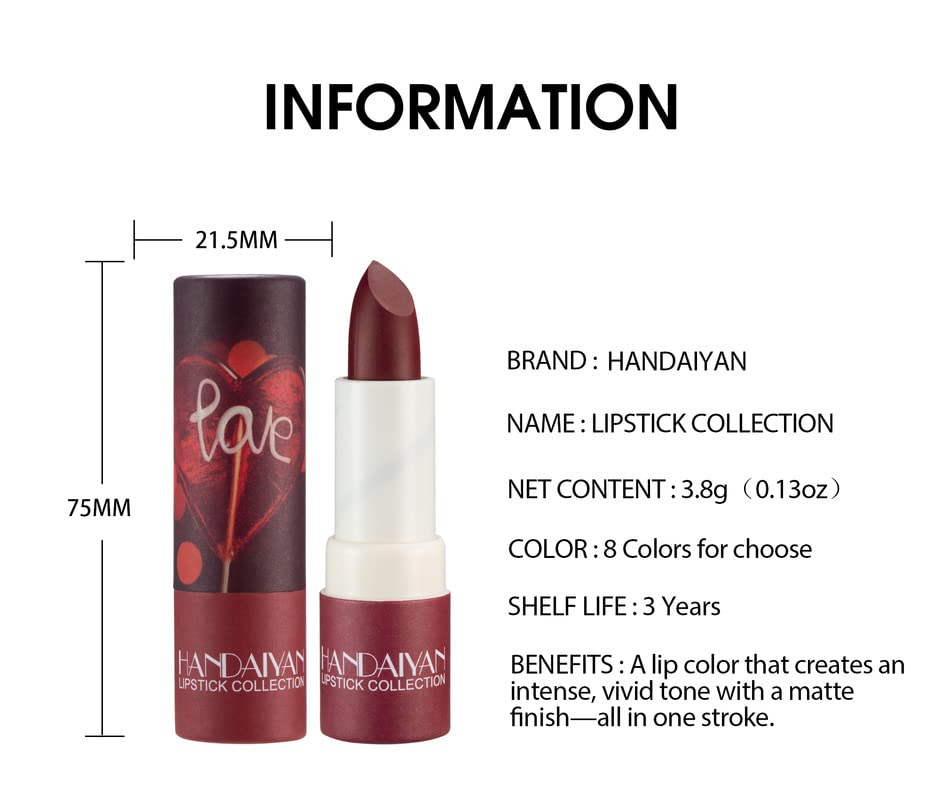 AKARY Matte Nude Lipstick, Bold & Intense Nudes Paper Tube Lipsticks Smooth Velvety Lip Gloss, Long Lasting Lip Stick Non-Stick Cup Not Fade Nude Lip Stick, Senior Matte Lip Makeup Gifts for Women and Girls