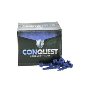 Conquest Fasteners 1/4" x 1-1/4" Hex Head Blue Concrete Screws (Box of 100) to Anchor Masonry, Brick & Block