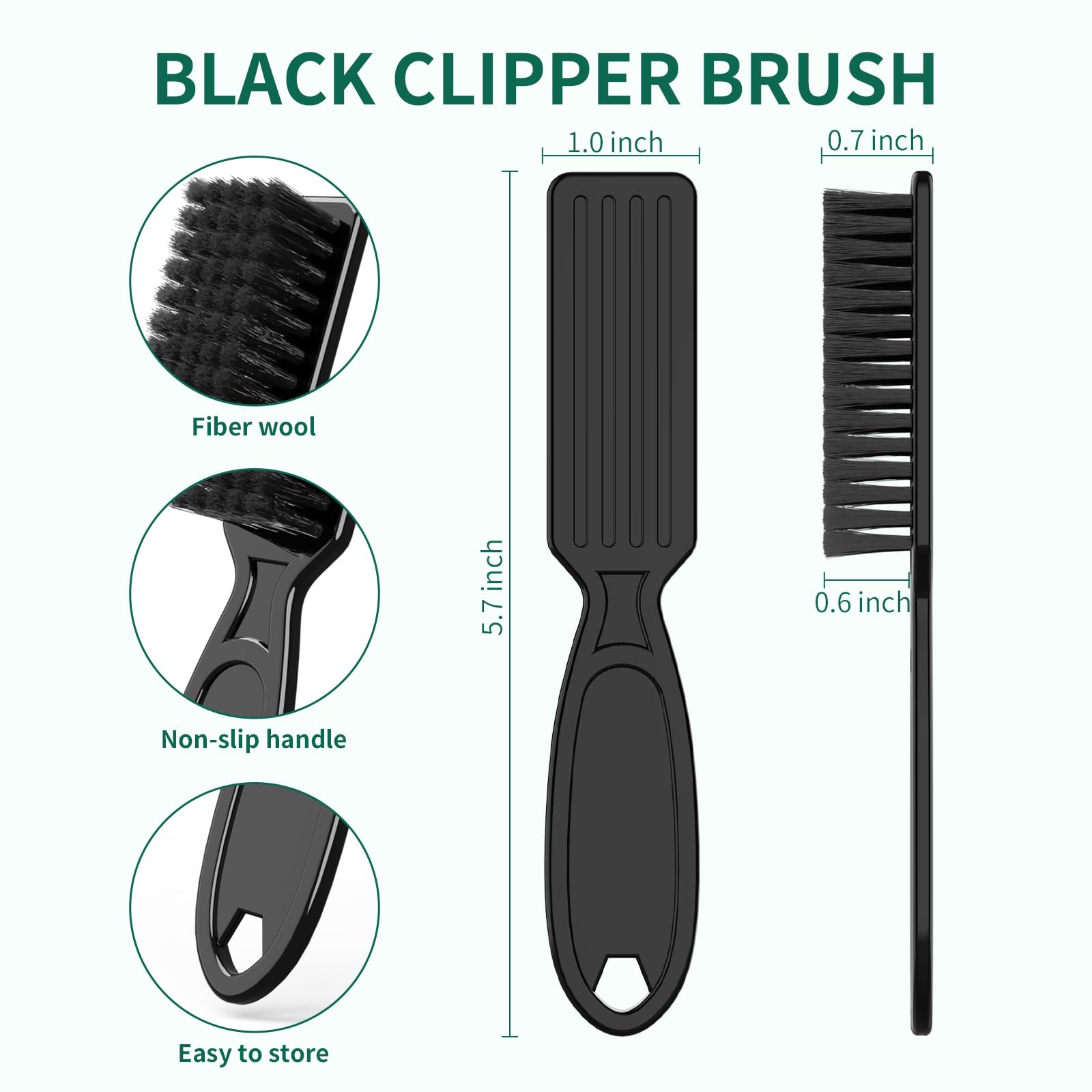 SQULIGT 6 Pcs Barber Clipper Brush Blade Trimmer Cleaning Brush Set Duster Manicure Nylon Brush Hair Styling Brush Tool (Black)