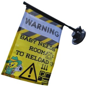 baby alert car flag pole 8"x12" inches heavy duty carbon 12" flag pole and suction cup side car space access notice toddler safe door access (baby reload)