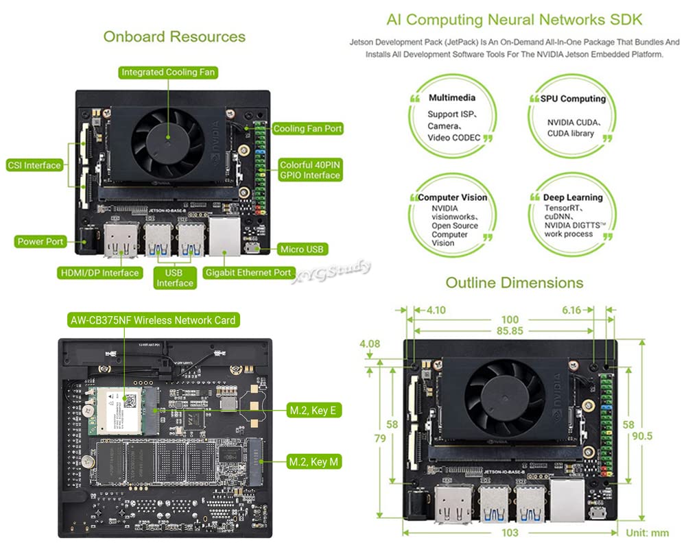 Alternative Solution for Jetson Xavier NX Developer Kit Directly Insert into Jetson Xavier NX Module Carrier Board Only @XYGStudy (Jetson-IO-Base-B)