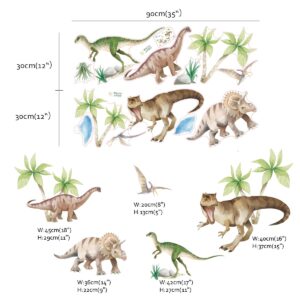 Runtoo Large Dinosaur Wall Decals for Boys Tropical Dino Wall Stickers Kids Bedroom Baby Nursery Wall Decor