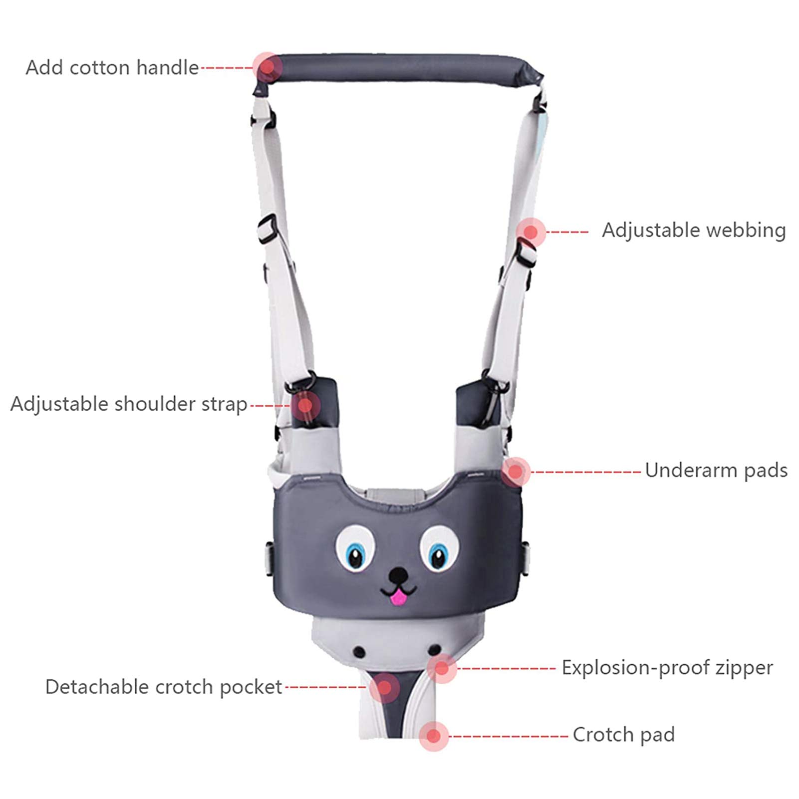 IULONEE Baby Carrier, Embrace Cozy 4-in-1 Infant Carrier & Baby Walker, Handheld Kids Toddler Walking Harness Helper Assistant Protective Belt Child Activity Walker(Grey + Grey)