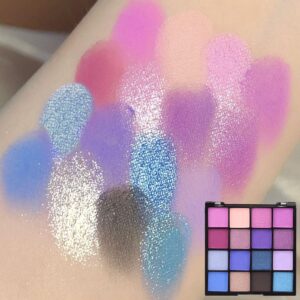 AMY'S DIARY Eyeshadow Palette Glitter Makeup,Forest Blue Purple 16 Colors Matte Glitter Eyeshadow Long Lasting Colorful Eye Shadow Plattet for Women Girls