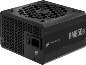 corsair rm850e fully modular low-noise atx power supply (dual eps12v connectors, 105°c-rated capacitors, 80 plus gold efficiency, modern standby support), black