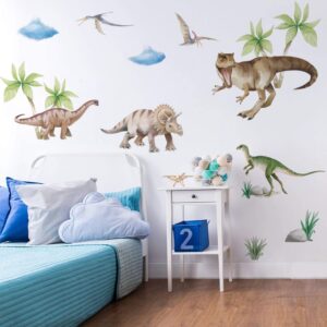 Runtoo Large Dinosaur Wall Decals for Boys Tropical Dino Wall Stickers Kids Bedroom Baby Nursery Wall Decor