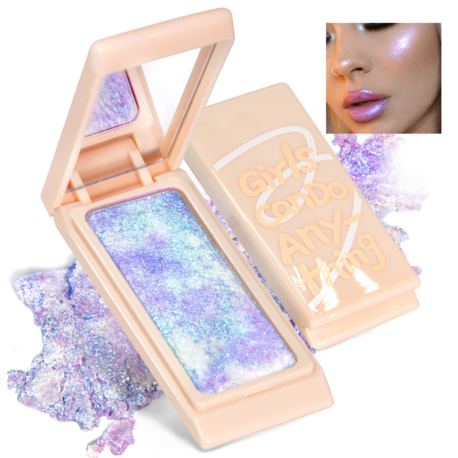 HOSAILY Shimmer Face Highlighter Palette Powder Glitter Highlighter Contouring Makeup Creamy Inner Corner Eye Highlighter Illuminator for Brighten Eye Face Cheek Highlighter Concealer Palette (1#)