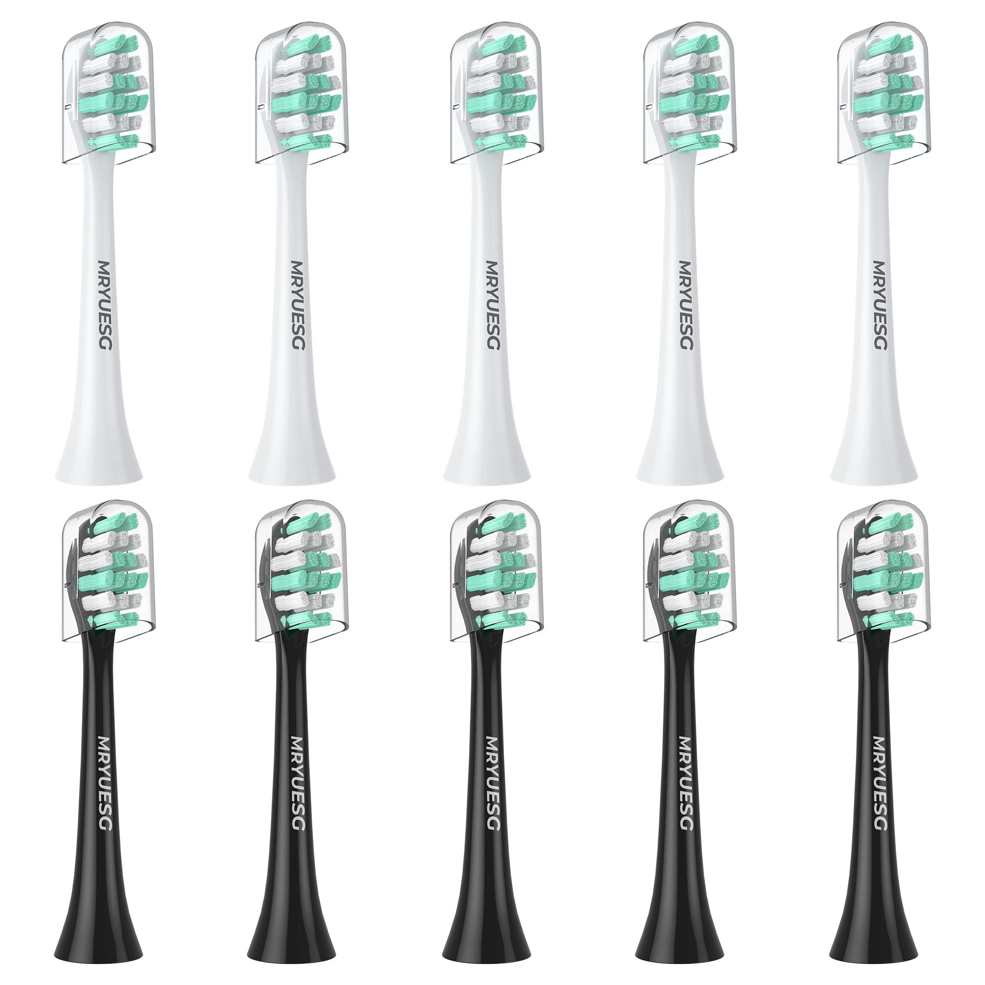 MRYUESG Replacement Heads Compatible with Philips Sonicare 10 Pack, 5 White + 5 Black, MRYUESG Electric Tooth-Brush Head for Phillips