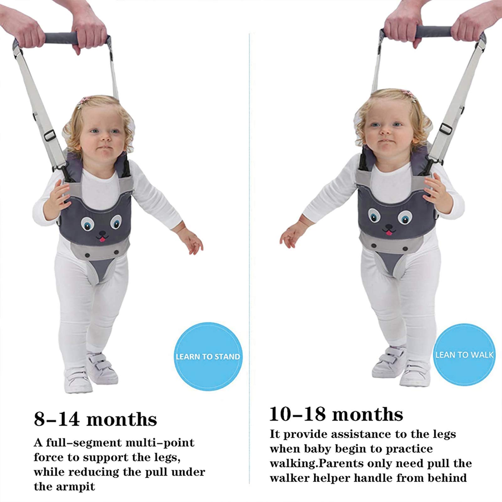 IULONEE Baby Carrier, Embrace Cozy 4-in-1 Infant Carrier & Baby Walker, Handheld Kids Toddler Walking Harness Helper Assistant Protective Belt Child Activity Walker(Grey + Grey)