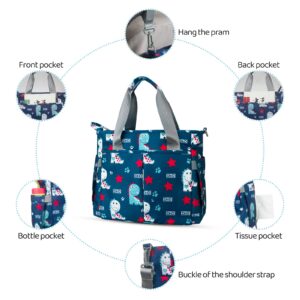 PHEBEN Diaper Bag Tote Waterproof Messenger Purse Baby Bags for Mom and Dad Multifunction Large Travel Diaper Tote Bags(Cute Dinosaur)