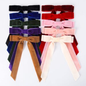 10PCS Velvet Bows Hair Clip Ribbon Accessories Ponytail Holder Hair Bow for Women Girls Toddlers Teens Kids