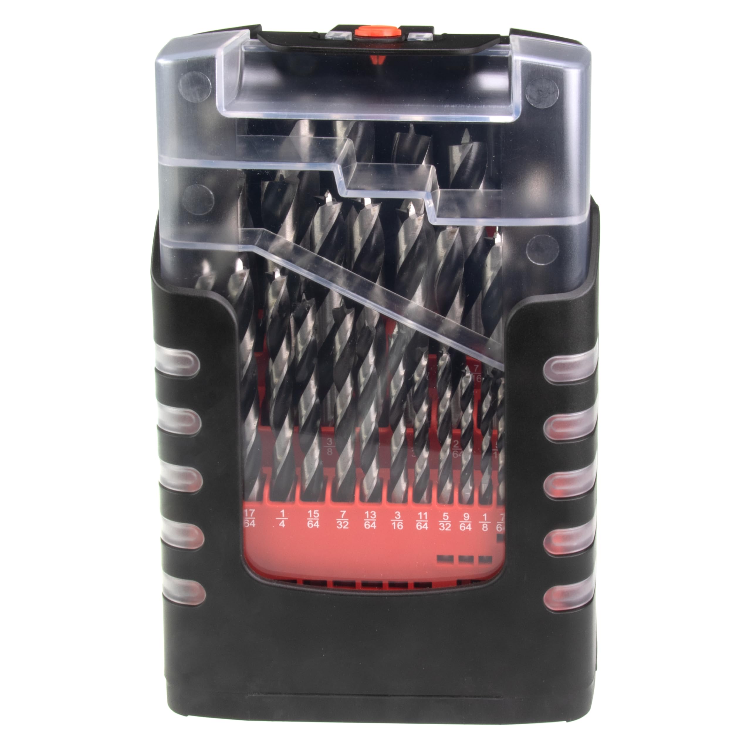 Chrome Vanadium Brad Point Drill Bit Set, 29-Piece Imperial Sizes from 1/16" to 1/2" Inches Within Plastic Storage Case