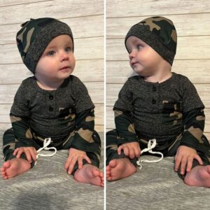 Aalizzwell Baby Boy Outfit 0-3 Months, Infant Fall Winter Clothes Camouflage Pullover Sweatsuit Warm Camo Clothing