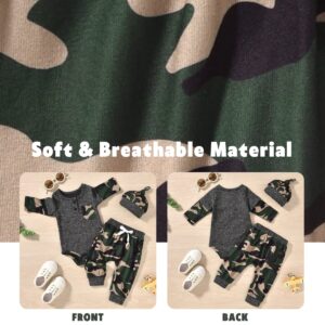 Aalizzwell Baby Boy Outfit 0-3 Months, Infant Fall Winter Clothes Camouflage Pullover Sweatsuit Warm Camo Clothing