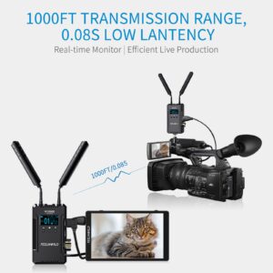 FEELWORLD W1000S Wireless Video Transmission System SDI Dual HDMI Transmitter and Receiver Full Duplex Intercom Live Streaming 1000FT Long Range with 0.08S Low Latency