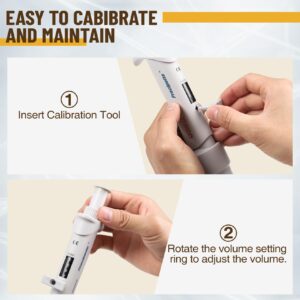 4E's USA Pipette - 0.1-2.0μl Micropipette, Adjustable Volume Pipette with Autoclavable Lower Portion, Universal Tip Cone Single Channel Pipettes, Laboratory ISO 8655 Calibrated Pipettor