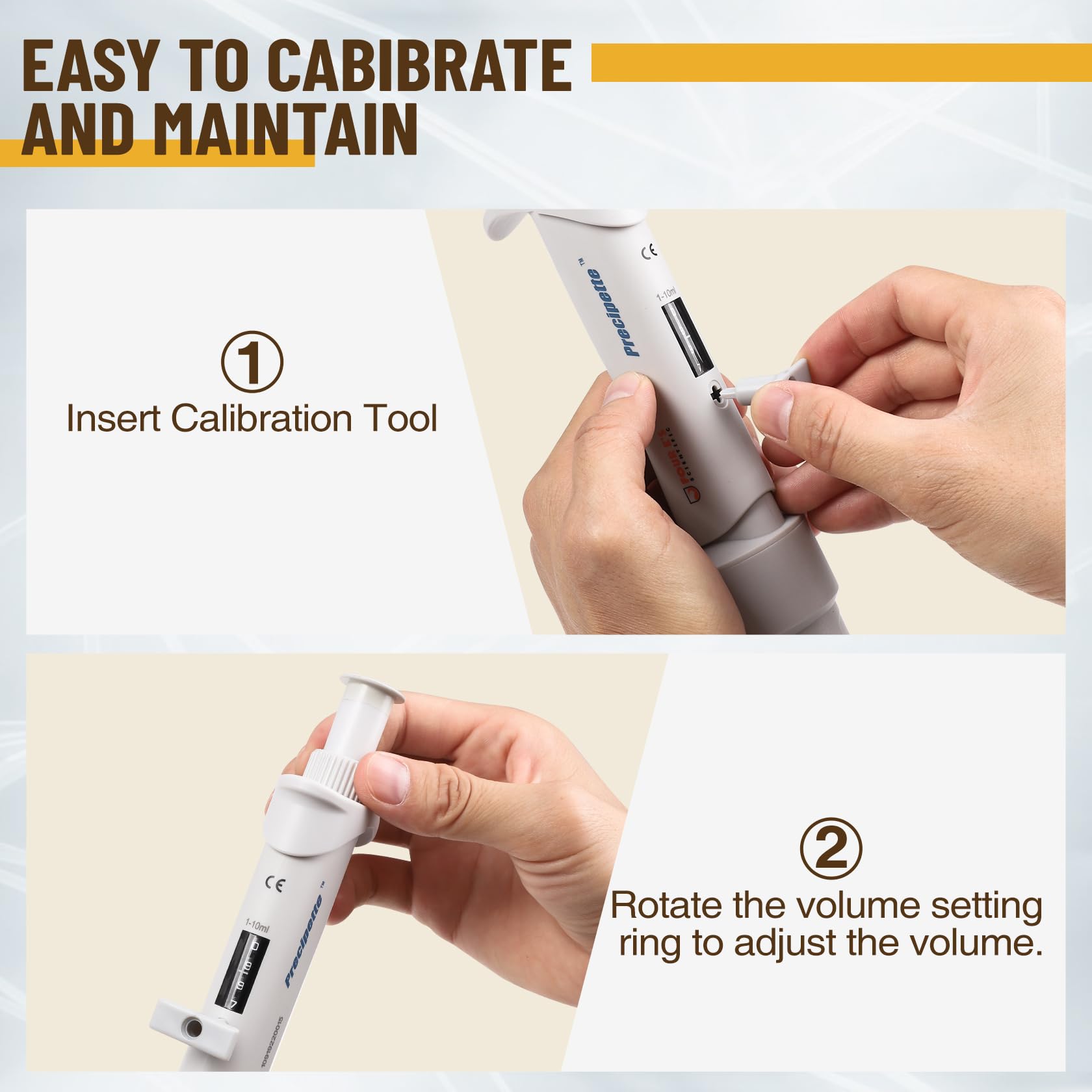 4E's USA Pipette - 0.1-2.0μl Micropipette, Adjustable Volume Pipette with Autoclavable Lower Portion, Universal Tip Cone Single Channel Pipettes, Laboratory ISO 8655 Calibrated Pipettor