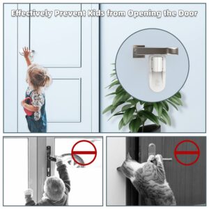 Childproof Door Lever Lock AOSITE 4 Pack Door Handle Lock 3M Adhesive Baby Safety Door Lever Locks for Toddlers Child Safety Locks for Doors Prevent Toddlers from Opening Doors No Tools Need or Drill