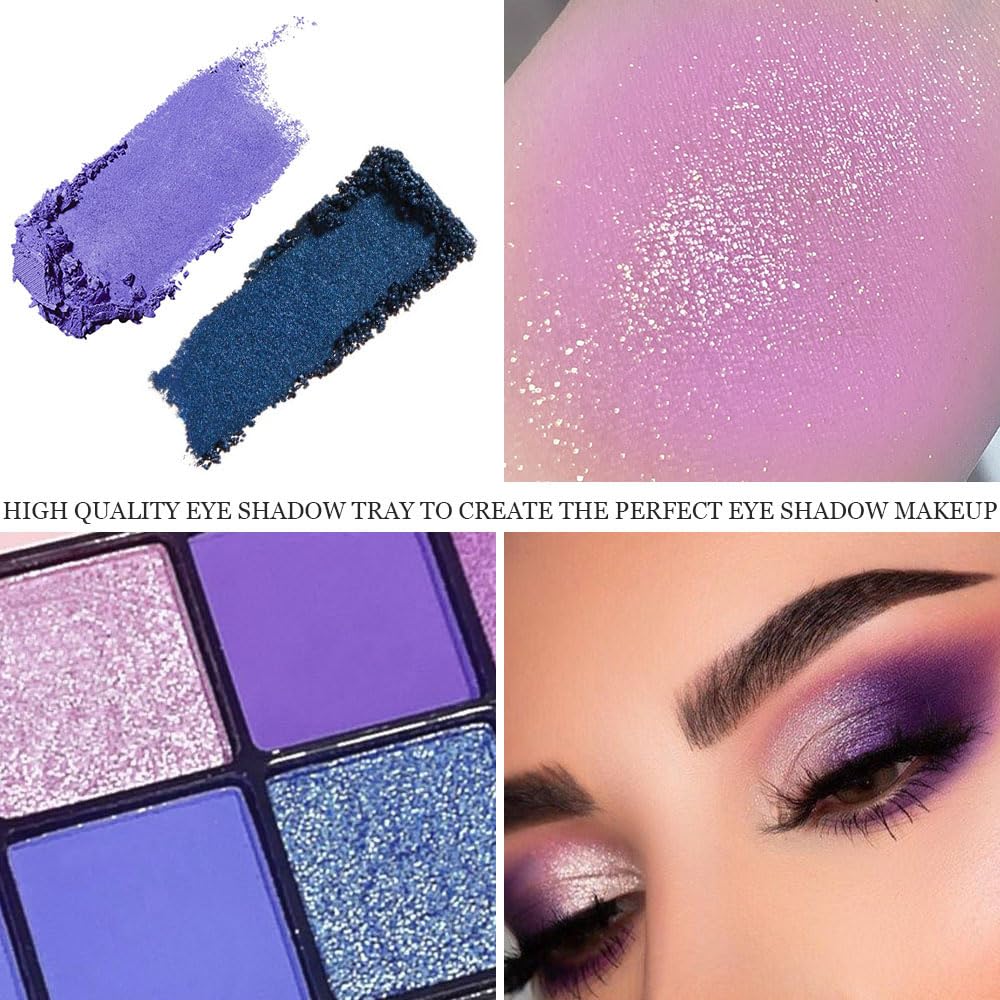 AMY'S DIARY Eyeshadow Palette Glitter Makeup,Forest Blue Purple 16 Colors Matte Glitter Eyeshadow Long Lasting Colorful Eye Shadow Plattet for Women Girls