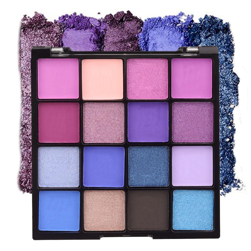 AMY'S DIARY Eyeshadow Palette Glitter Makeup,Forest Blue Purple 16 Colors Matte Glitter Eyeshadow Long Lasting Colorful Eye Shadow Plattet for Women Girls