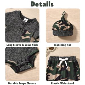 Aalizzwell Baby Boy Outfit 0-3 Months, Infant Fall Winter Clothes Camouflage Pullover Sweatsuit Warm Camo Clothing