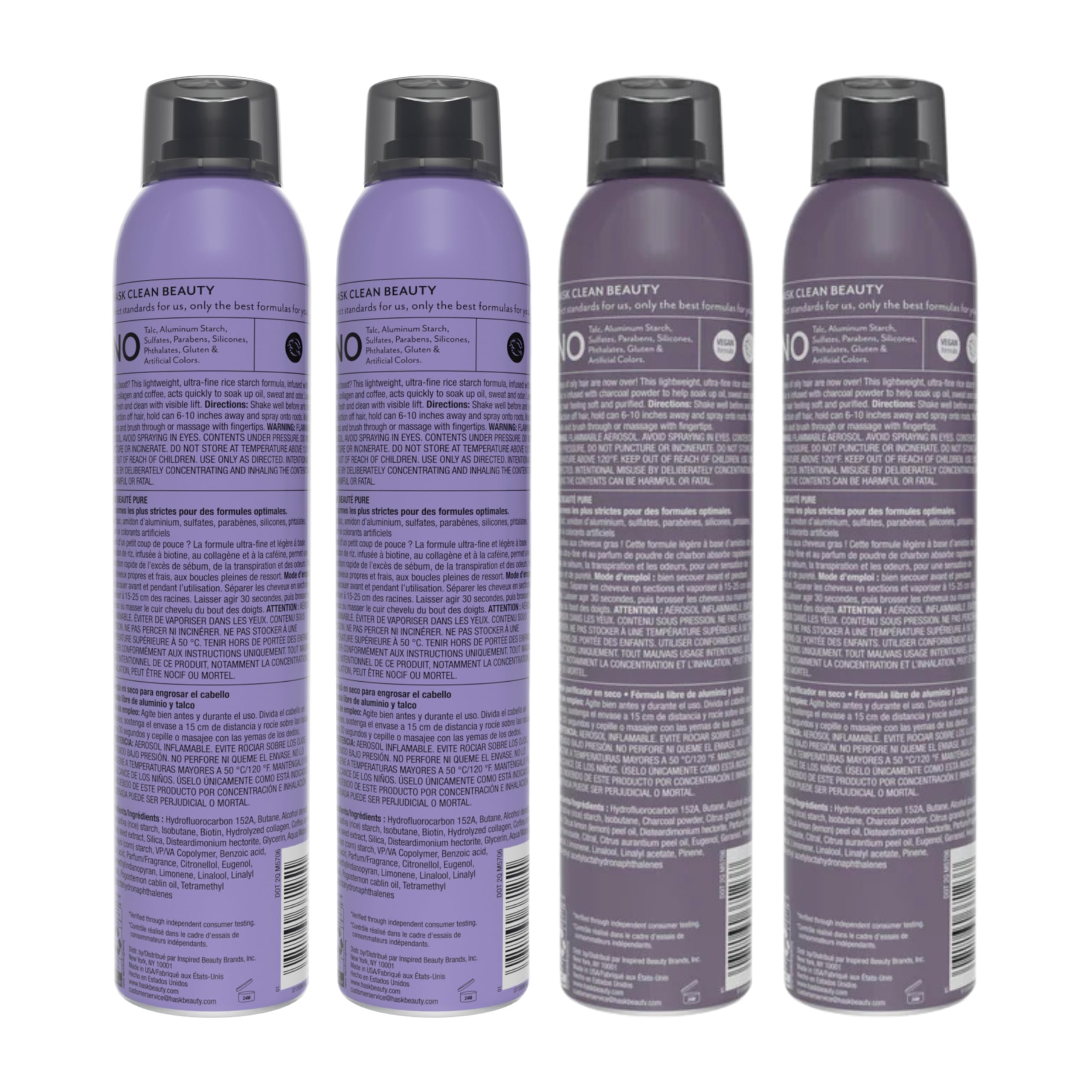 HASK Dry Shampoo Sampler Set: 2 each Biotin Dry Shampoos and Charcoal 4.3oz Dry Shampoos