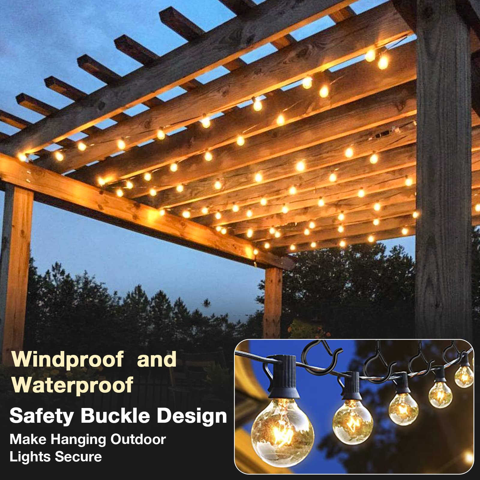 msiori 20 PCS Q-Hanger, Screw Hooks for Outdoor String Lights - Outdoor Hooks with Safety Buckle, Easy Release - Screw Hooks for Hanging Patio Lights, Christmas Lights & Plants