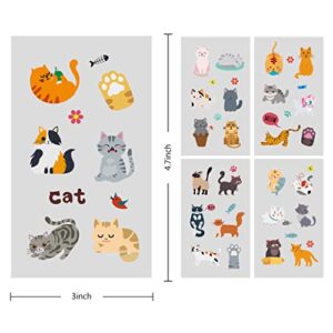 24 Sheets Cat Temporary Tattoos, Birthday Decorations Cat Party Favors