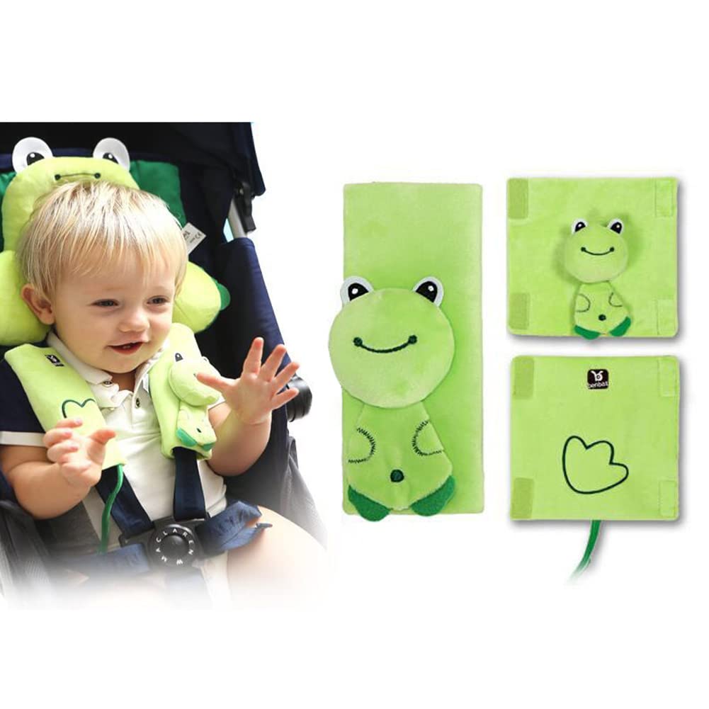 2 Pcs Car Seat Belt Strap Covers,Cartoon Animal Car Seat Strap Pads for Girls and Boys,Seat Belt Shoudler Pads for Infant Stroller Pushchair Seatbelt (Frog)