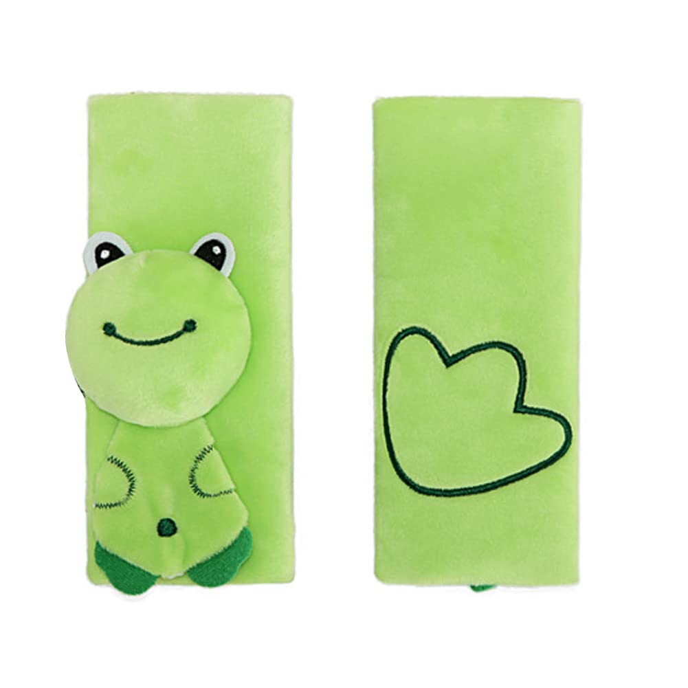 2 Pcs Car Seat Belt Strap Covers,Cartoon Animal Car Seat Strap Pads for Girls and Boys,Seat Belt Shoudler Pads for Infant Stroller Pushchair Seatbelt (Frog)