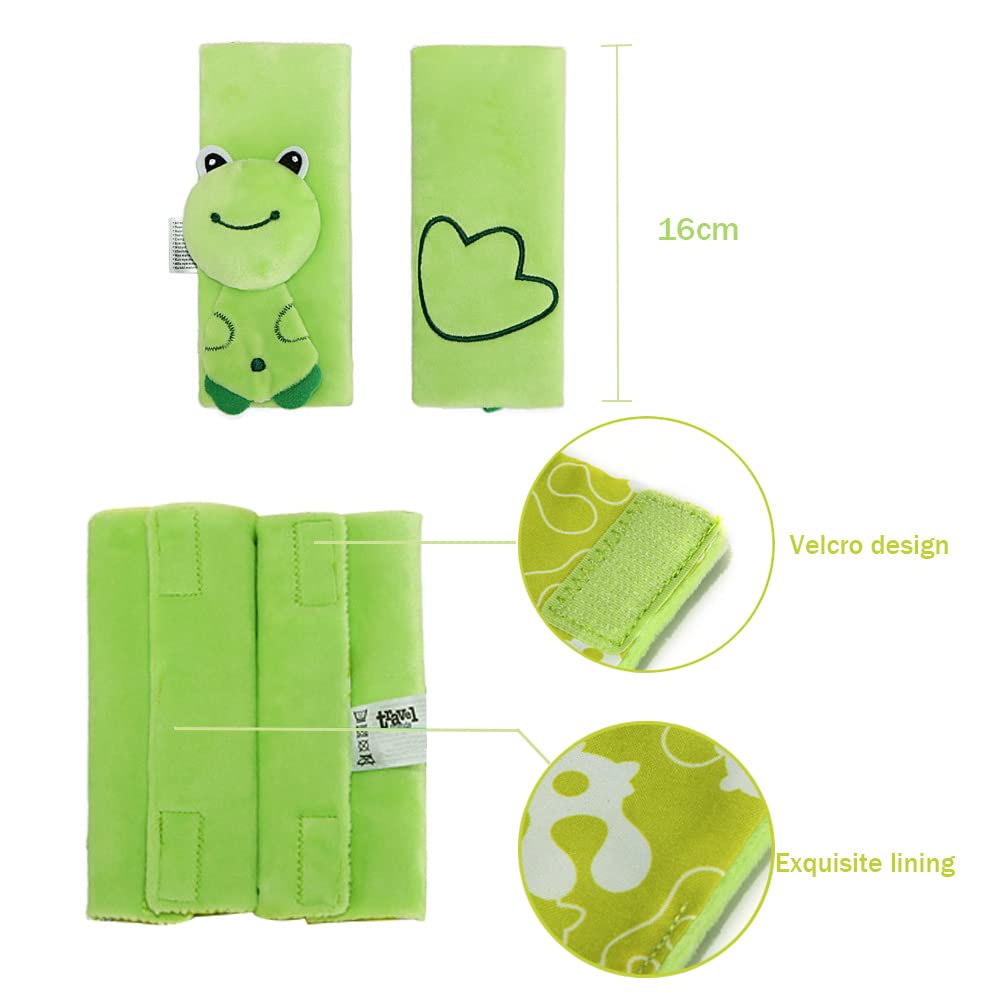 2 Pcs Car Seat Belt Strap Covers,Cartoon Animal Car Seat Strap Pads for Girls and Boys,Seat Belt Shoudler Pads for Infant Stroller Pushchair Seatbelt (Frog)