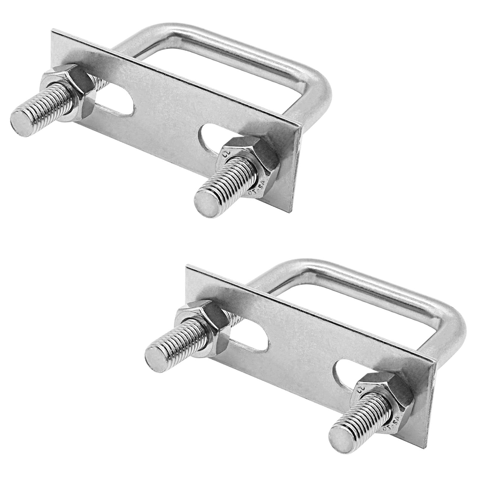 BokWin 2PCS M8x40x65mm Stainless Steel Square U-Bolt Tie Down U Bolt with Frame Plate and Nuts for Sailboat Trailer Automobiles Trailer Industrial Parts