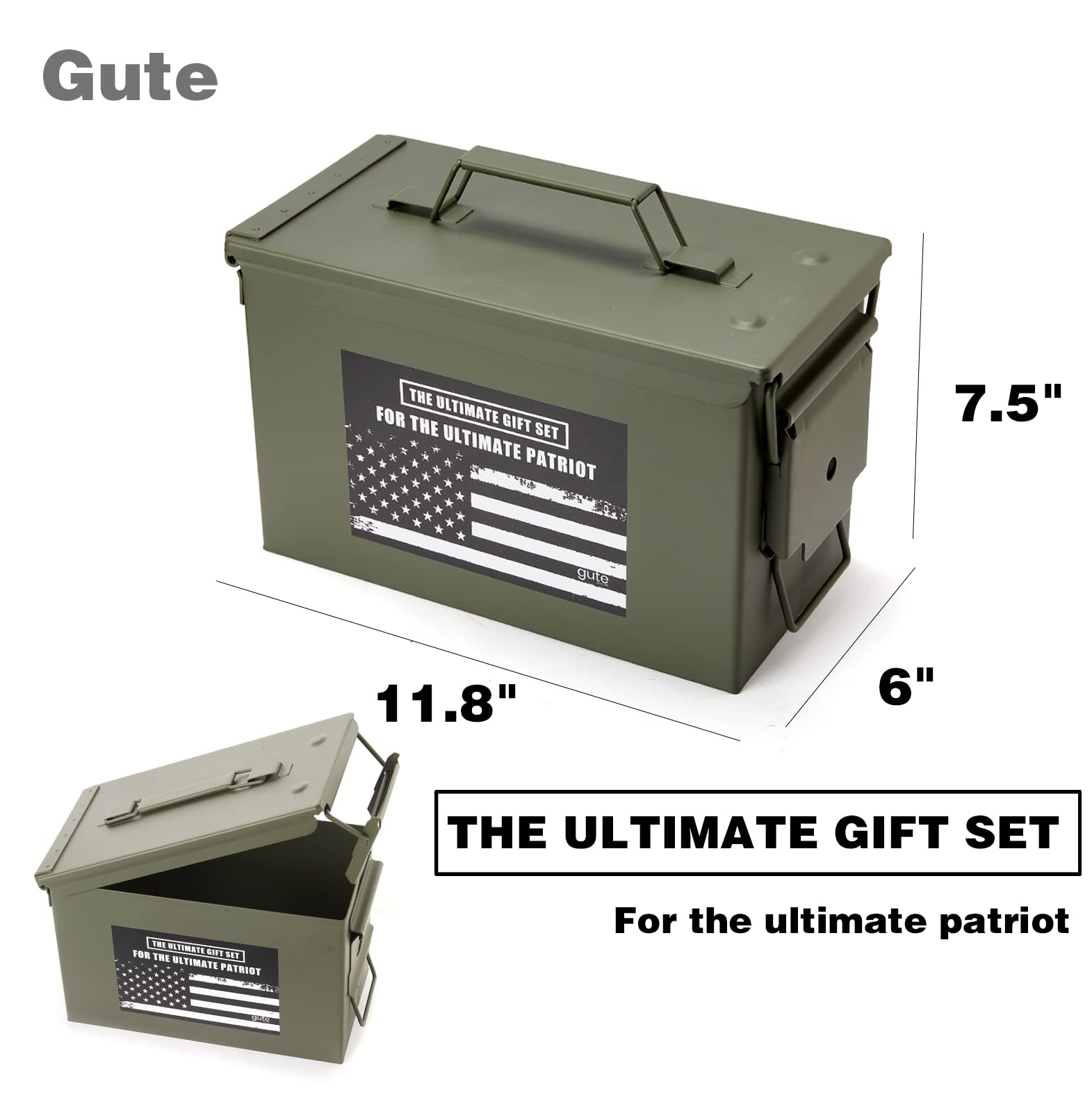 GUTE Gifts for Men & Dad, Birthday Gift, Box Real 50 Cal Ammo Set - Grooming & Shaving Set Perfect Gifts Ideas for Him - Military Storage Container, Skull Beer Mug Shave, Wash, Body Care