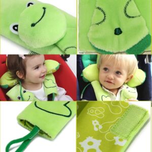 2 Pcs Car Seat Belt Strap Covers,Cartoon Animal Car Seat Strap Pads for Girls and Boys,Seat Belt Shoudler Pads for Infant Stroller Pushchair Seatbelt (Frog)