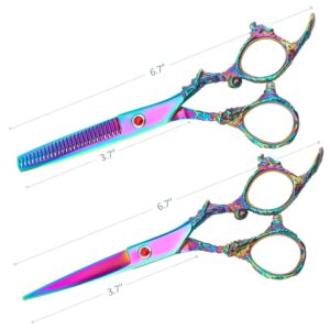 Professional Hair Cutting Scissors Sets Multifunctional Thinning Scissors Straight Shears Tools Stainless Steel Salon Barber Hairdressing Scissors for Men Women Home Use