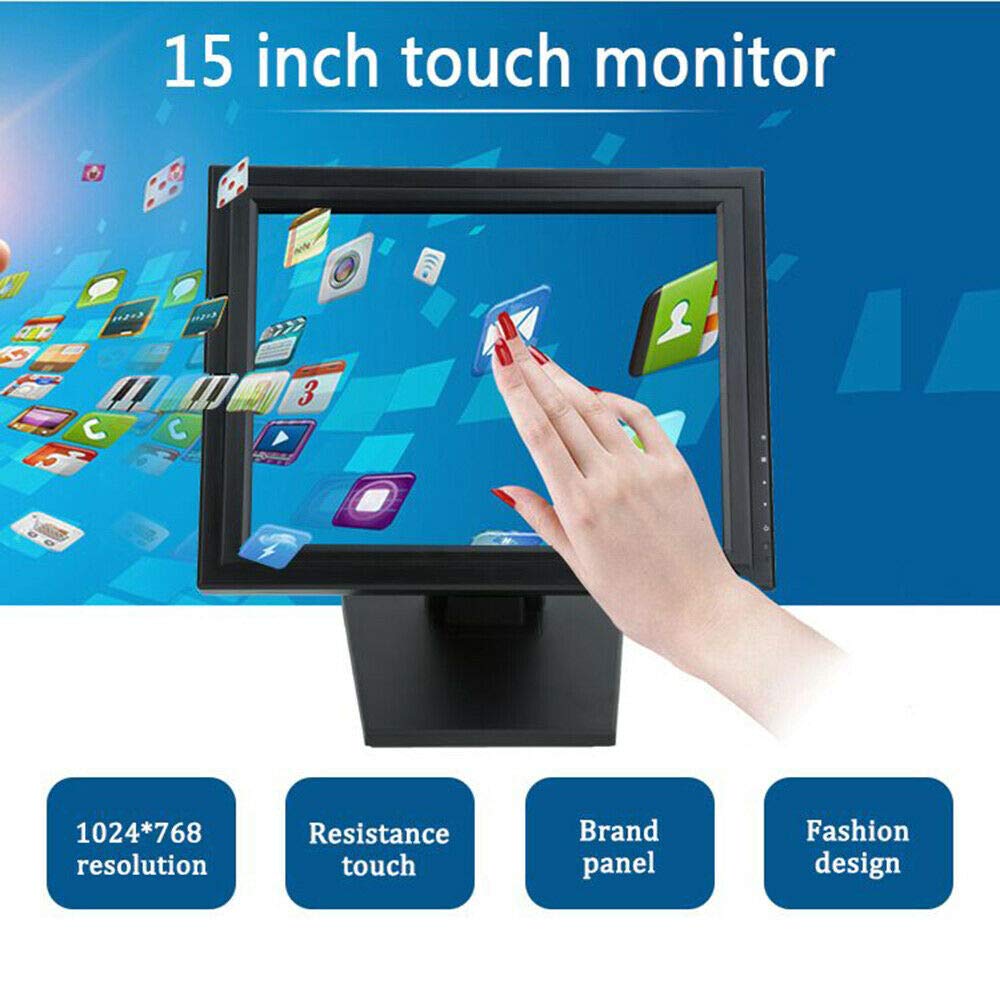 YIYIBYUS 15" Touchscreen Monitor, LED Touch Screen Display LED Monitor 1024x768 Resolution VGA for PC/POS Cashier Retail Restaurant Bar Coffee Store Menu Order Point of Sale