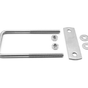 BokWin 4PCS M6x50x100mm Stainless Steel Square U-Bolt Tie Down U Bolt with Frame Plate、Washer and Nuts