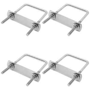 BokWin 4PCS M6x50x100mm Stainless Steel Square U-Bolt Tie Down U Bolt with Frame Plate、Washer and Nuts