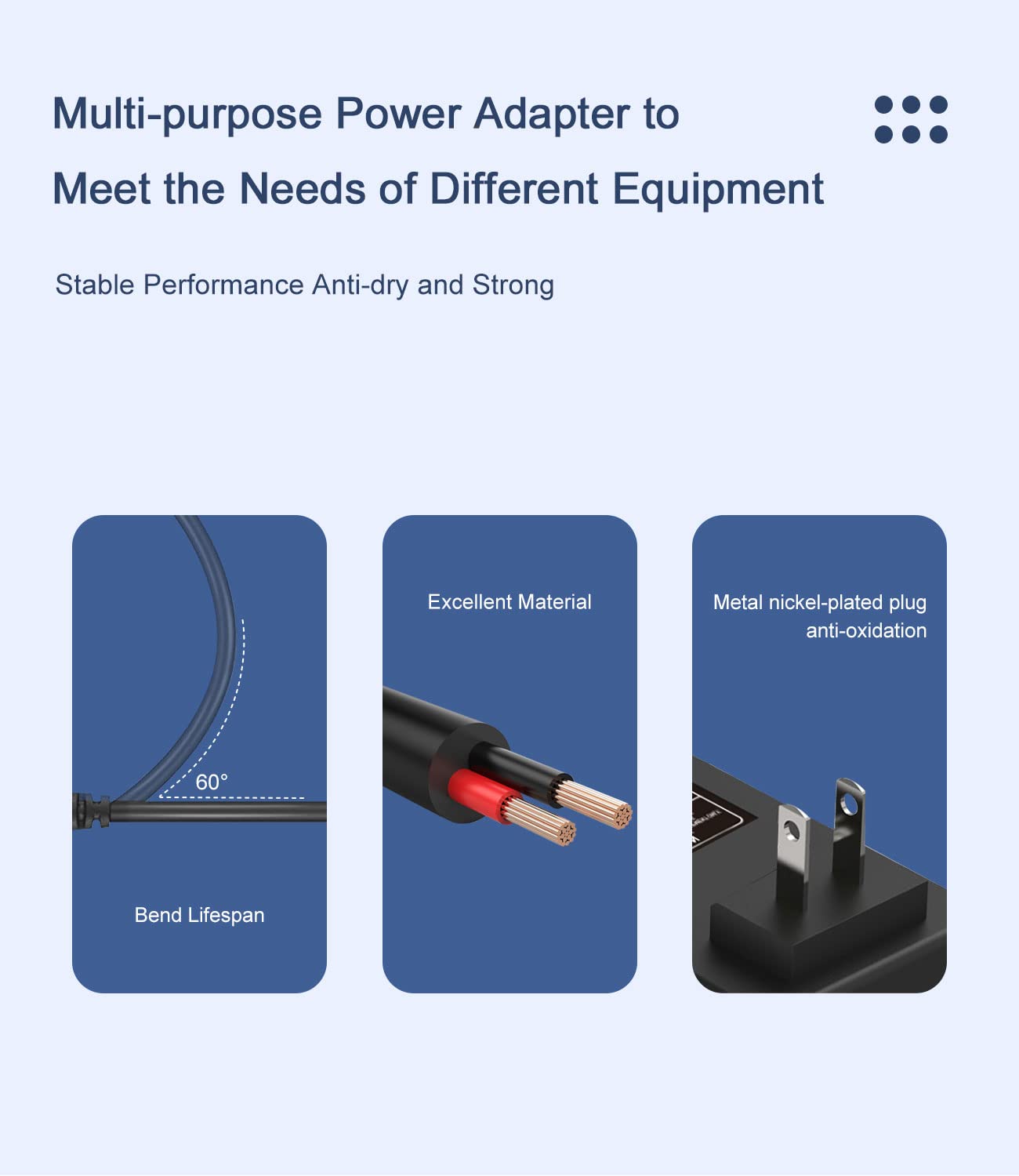 12V Power Supply AC Adapter AC 100-240V to DC 12V 2 Amp Charger for LED Strip Light Power Supply, CCTV Camera, Monitor and Other Electronics Devices, AC to DC 2.1mm X 5.5mm Plug Power Cord length 6 ft