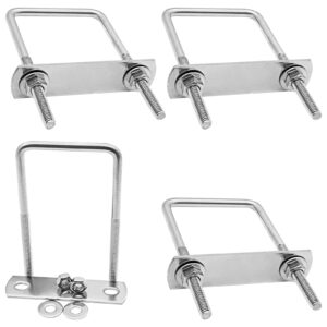 bokwin 4pcs m6x50x100mm stainless steel square u-bolt tie down u bolt with frame plate、washer and nuts