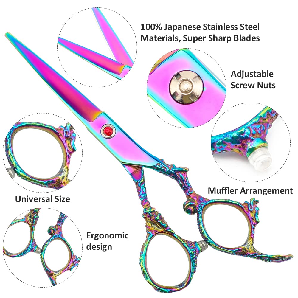 Professional Hair Cutting Scissors Sets Multifunctional Thinning Scissors Straight Shears Tools Stainless Steel Salon Barber Hairdressing Scissors for Men Women Home Use