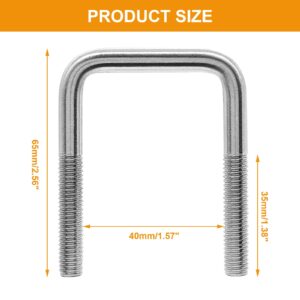 BokWin 2PCS M8x40x65mm Stainless Steel Square U-Bolt Tie Down U Bolt with Frame Plate and Nuts for Sailboat Trailer Automobiles Trailer Industrial Parts