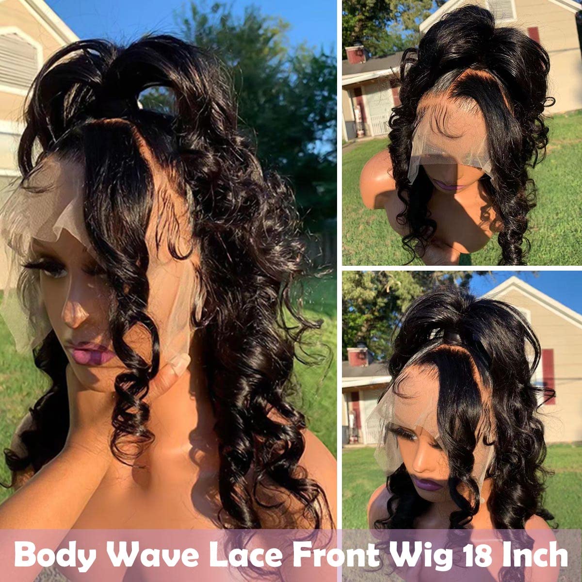 FASCARA 13x4 Body Wave Lace Front Wigs Human Hair Pre Plucked 180% Density HD Transparent Lace Frontal Wigs Human Hair for Women 9A Glueless Wigs Human Hair with Baby Hair 18Inch Natural Color